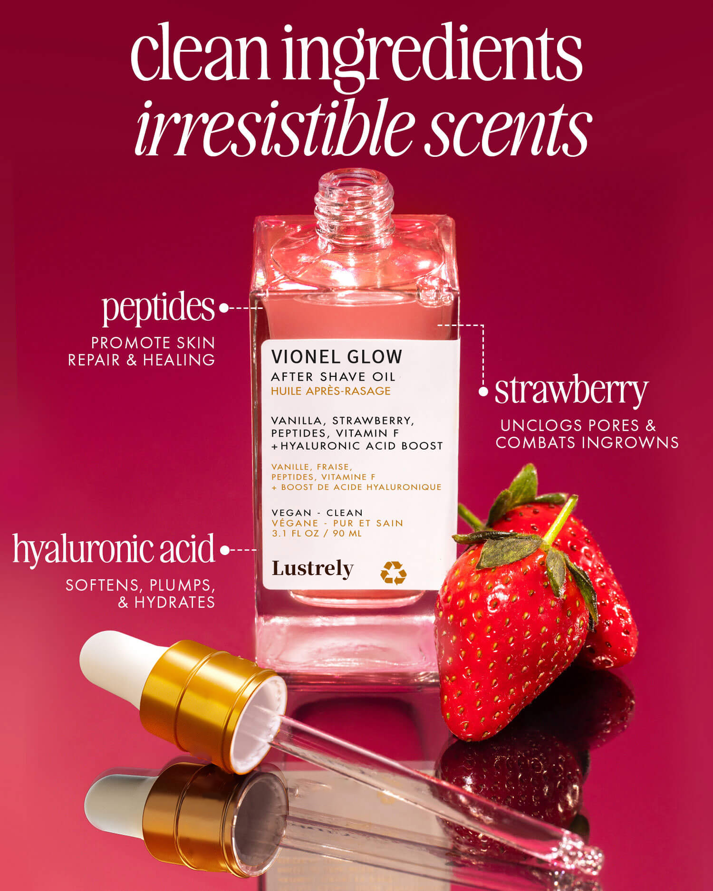 Soft Serve After Shave Oil – Soothes Razor Burn, Prevents Ingrowns & Brightens Skin with Peptides & Hyaluronic Acid – For Smoother Legs, Underarms & Pubic Area – Strawberry Vanilla Scent
