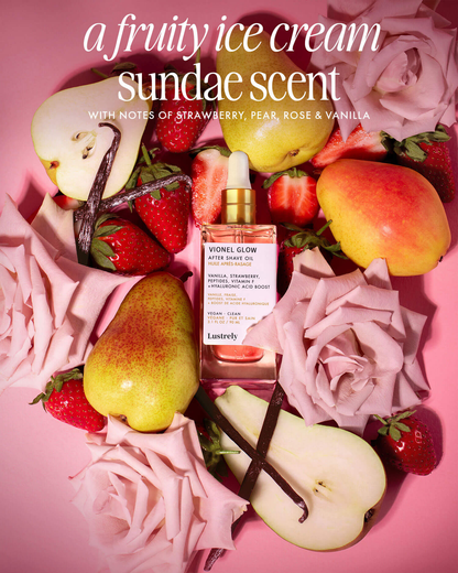 Soft Serve After Shave Oil – Soothes Razor Burn, Prevents Ingrowns & Brightens Skin with Peptides & Hyaluronic Acid – For Smoother Legs, Underarms & Pubic Area – Strawberry Vanilla Scent