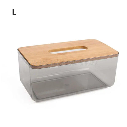 Bamboo Lid Tissue Box - Natural Moisture-Proof Storage