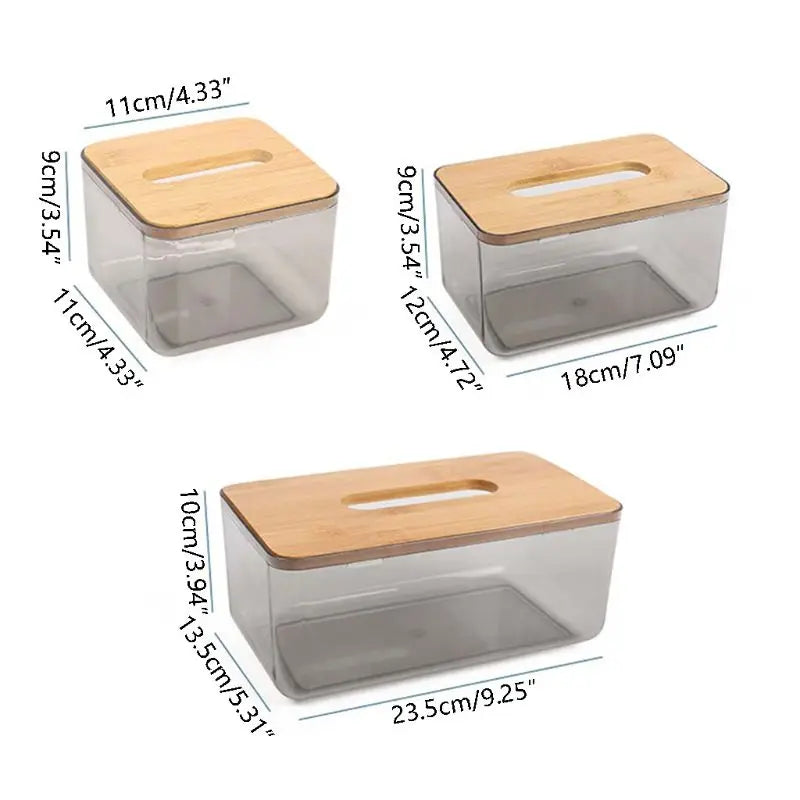 Bamboo Lid Tissue Box - Natural Moisture-Proof Storage