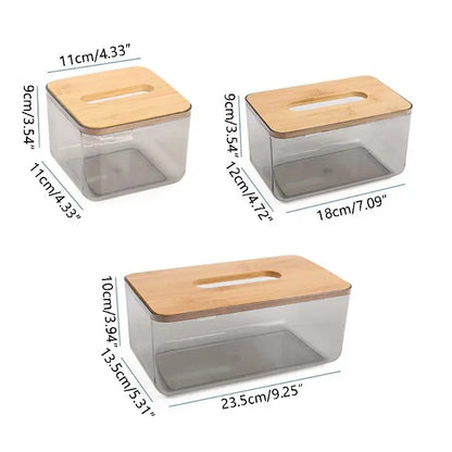 Bamboo Lid Tissue Box - Natural Moisture-Proof Storage