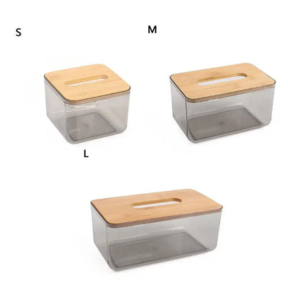 Bamboo Lid Tissue Box - Natural Moisture-Proof Storage