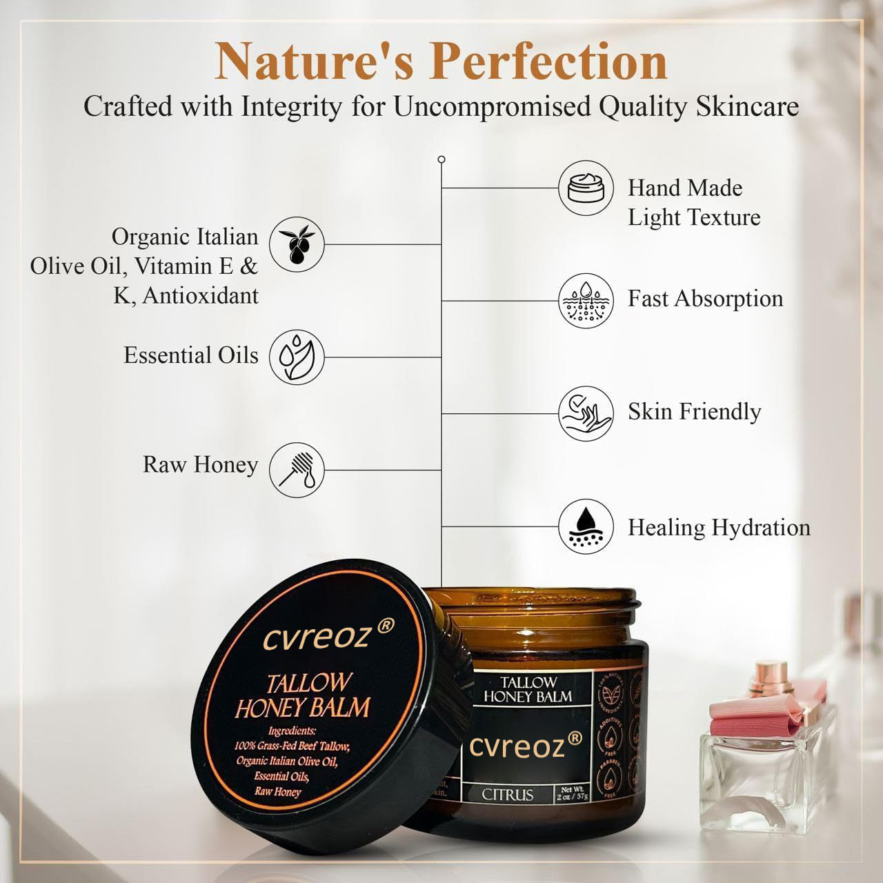 🔥📢 Organic Grass-Fed Beef Tallow Balm with Raw Honey -Last Day 50%OFF⏳