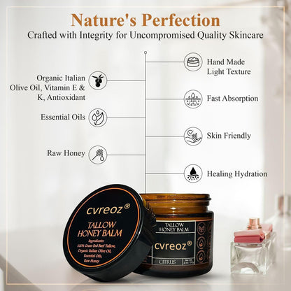 🔥📢 Organic Grass-Fed Beef Tallow Balm with Raw Honey -Last Day 50%OFF⏳