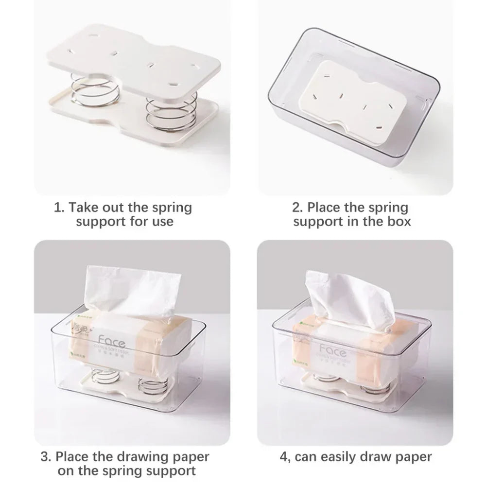 Auto Spring-Loaded Tissue Box - One-Hand Dispenser for Car & Home